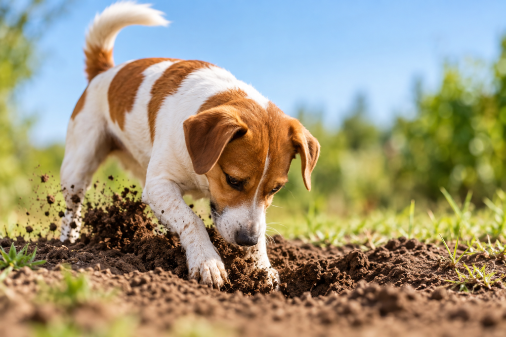Why do dogs dig? Dog digging in soil
